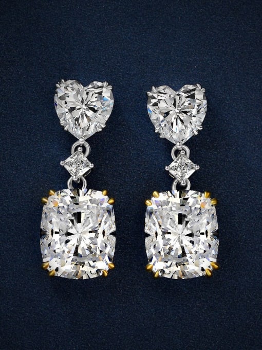 White [e 0177] 925 Sterling Silver High Carbon Diamond Yellow Geometric Dainty Drop Earring
